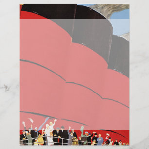 Papier Passagers de bateaux de croisière vintages saluant