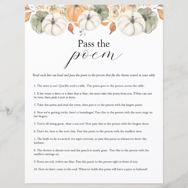Papier Passez le jeu de Fête des mariées Poem (Devant)