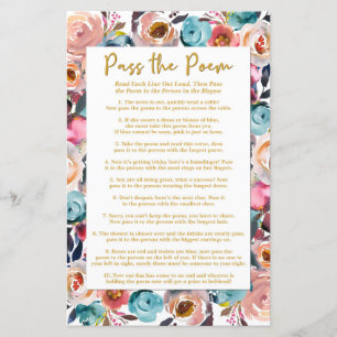 Papier Passez le Poem Shower Jeu, Jeux de Fête des mariée