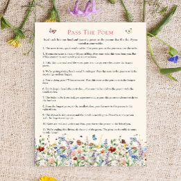 Papier Passez le poème | Fleur sauvage et papillons de Bo