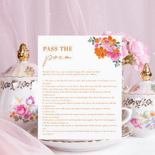 Papier Passez le poème Orange Floral Fête des mariées Jeu