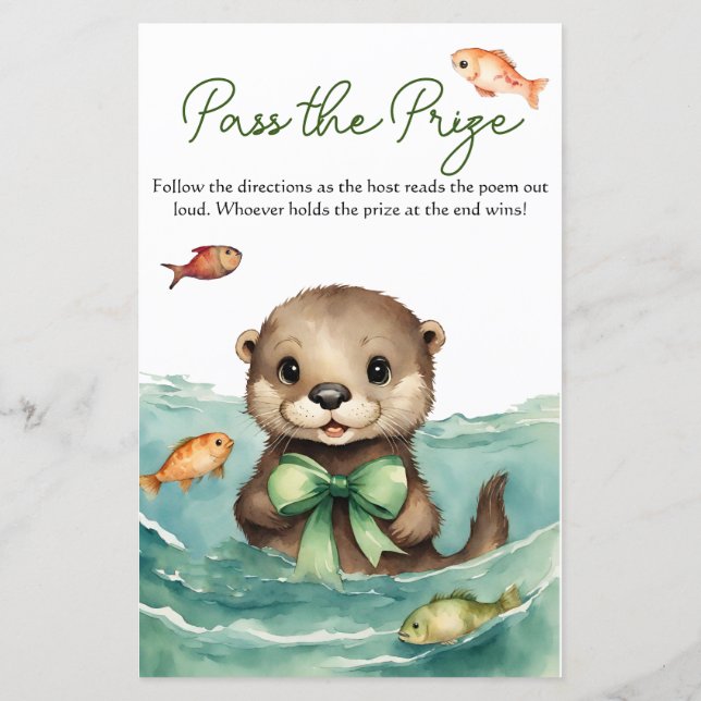 Papier Passez le prix Jeu Baby Otter Baby shower (Dos)