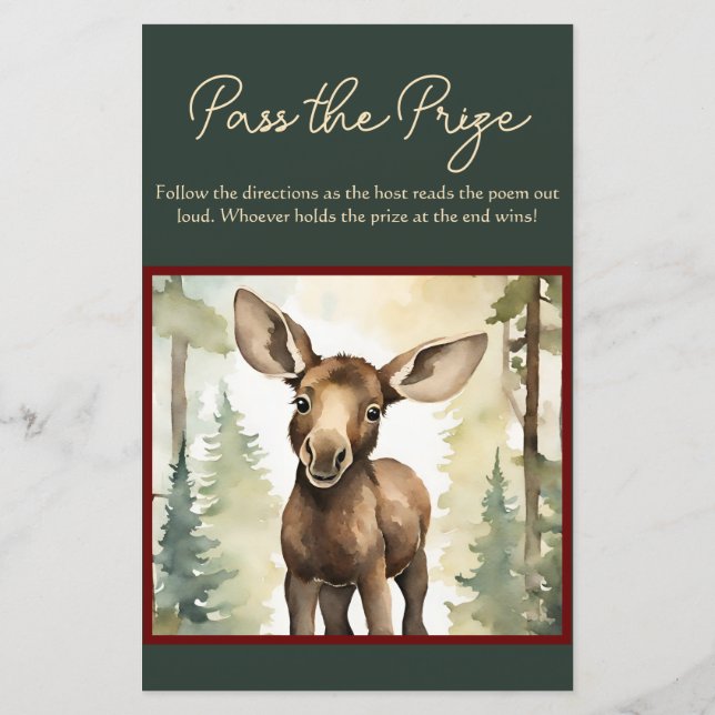 Papier Passez le prix Jeu mignon Baby shower d'orignal (Dos)