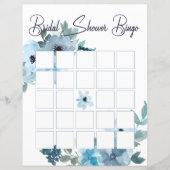 Papier Pastel Blue Watercolor Roses Floral Bride Bingo (Devant)