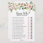 Papier Pastel Blush Fête des mariées Rose Devinez Qui (Devant / Derrière)