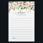 Papier Pastel Blush Floral Fête des mariées Conseils<br><div class="desc">Elégante carte de conseil à la nuptiale rose pâle / pêche ressort fleurie avec un bouquet de roses pastel pastel, pivoines et hydrangées dans les tons rose roux, pêche et crème avec feuilles botaniques verdoyants et feuilles eucalyptus. Un choix de design moderne qui conviendra parfaitement aux mariages du printemps et...</div>
