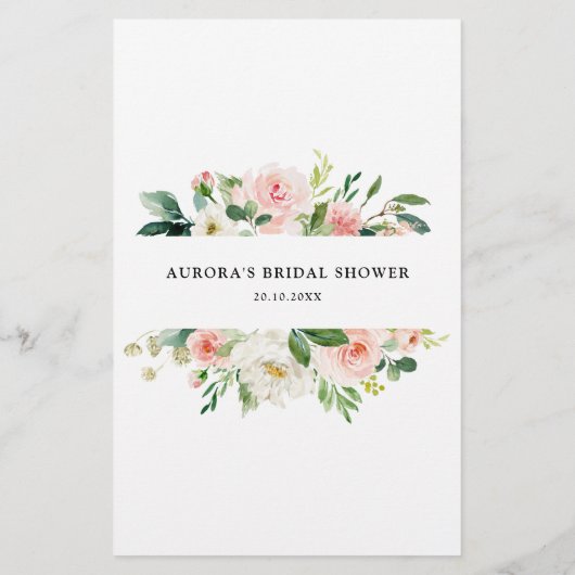 Papier Pastel Blush Floral Fête des mariées Conseils (Dos)