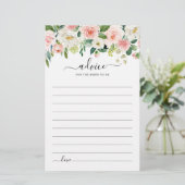 Papier Pastel Blush Floral Fête des mariées Conseils (Debout devant)