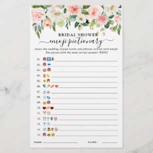 Papier Pastel Blush Floral Fête des mariées Jeu