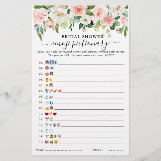 Papier Pastel Blush Floral Fête des mariées Jeu (Devant)