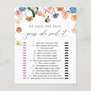 Papier Pastel Blush Floral Fête des mariées Jeu
