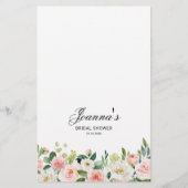 Papier Pastel Blush Joli jeu de Fête des mariées florale  (Dos)