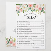 Papier Pastel Blush Joli jeu de Fête des mariées florale  (Devant / Derrière)