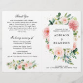 Papier Pastel Blush Pretty Rose Botanical Wedding Program (Devant)
