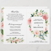 Papier Pastel Blush Pretty Rose Botanical Wedding Program (Devant / Derrière)