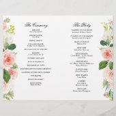 Papier Pastel Blush Pretty Rose Botanical Wedding Program (Dos)