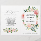 Papier Pastel Blush Pretty Rose Botanical Wedding Program (Devant)