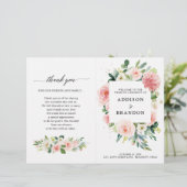 Papier Pastel Blush Pretty Rose Botanical Wedding Program (Debout devant)
