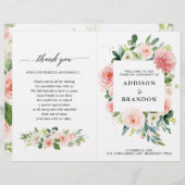 Papier Pastel Blush Pretty Rose Botanical Wedding Program (Devant / Derrière)