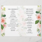 Papier Pastel Blush Pretty Rose Botanical Wedding Program (Dos)