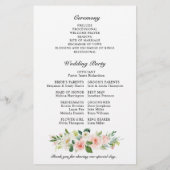 Papier Pastel Blush Pretty Rose Botanical Wedding Program (Dos)