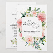 Papier Pastel Blush Pretty Rose Botanical Wedding Program (Devant / Derrière)