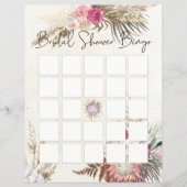 Papier Pastel Boho Neutral Fête des mariées Florale Bingo (Devant)