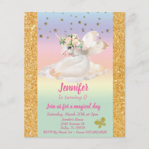 Papier Pastel Enfant's Gold Unicorn Pegasus Rainbow budge