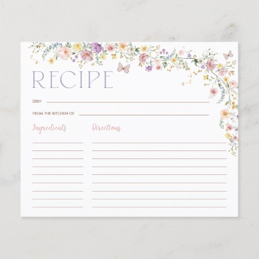 Papier Pastel Fleur sauvage Garden Fête des mariées Recet (Devant)