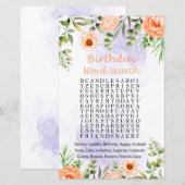 Papier Pastel Flowers Anniversaire Mot de recherche Jeu (Devant / Derrière)