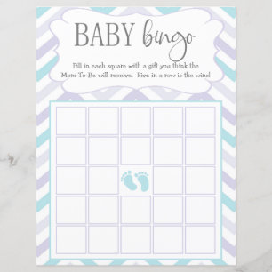 Papier Pastel Lavender et Aqua Zig Zag Baby Bingo