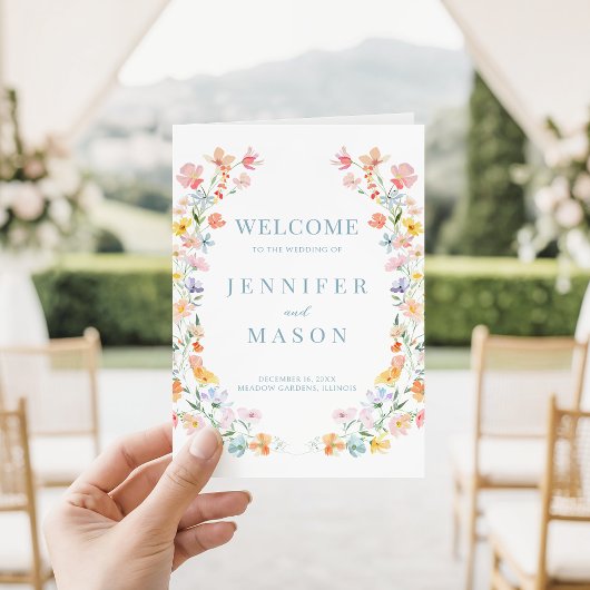 Papier Pastel Meadow Floral Wedding Foldable Program