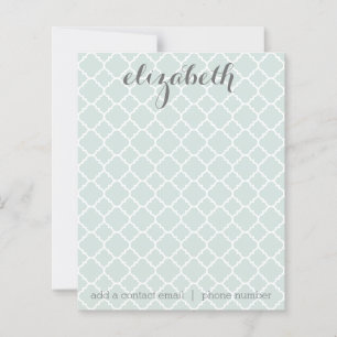 Papier Pastel Mint Quatrefoil Motif Nom personnalisé Note