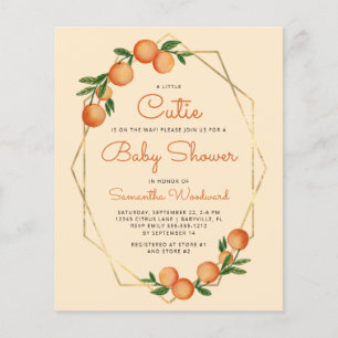Papier Pastel Orange Little Cutie Baby shower Invitation