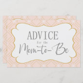 Papier Pastel Peach et Gold Geometry Advice Card (Devant / Derrière)