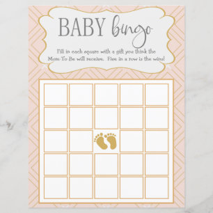 Papier Pastel Peach et Gold Geometry Baby Bingo