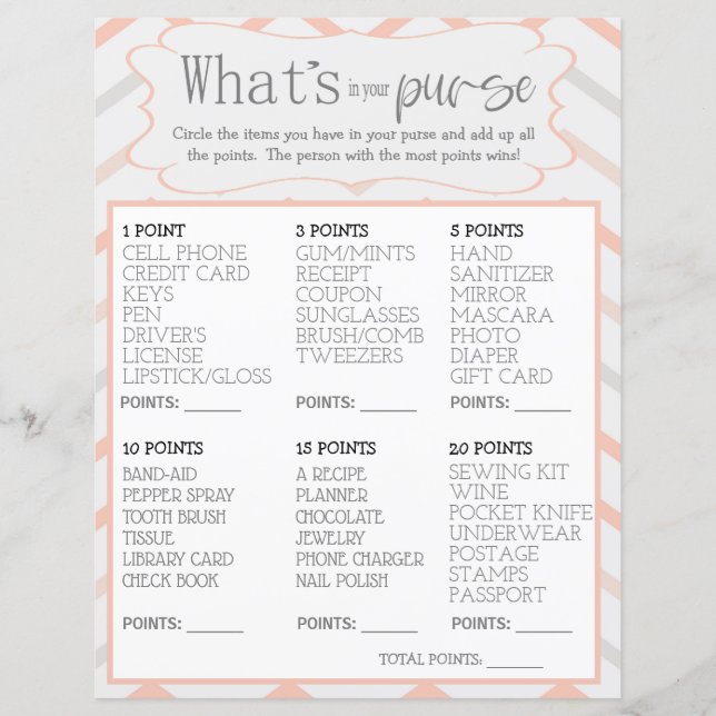 Papier Pastel Peach et Grey Zig Zag Whats dans votre sac (Devant)