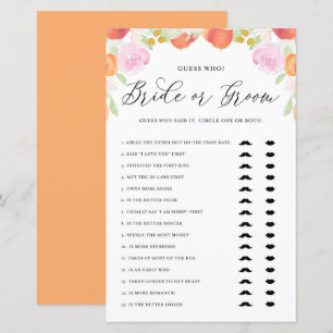 Papier Pastel Peach Guess Who Mariage ou Groom Douche Jeu