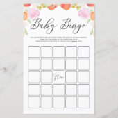 Papier Pastel Peaches et Fleurs Baby shower Bingo Jeu (Devant)