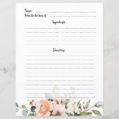 Papier Pastel Pink Blush Rose Floral Recette Card (Dos)