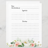 Papier Pastel Pink Blush Rose Floral Recette Card (Devant / Derrière)