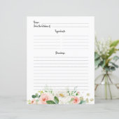 Papier Pastel Pink Blush Rose Floral Recette Card (Debout devant)