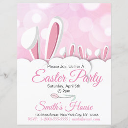 Papier Pastel Pink Bunny Pâques Oreilles Invitation