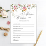 Papier Pastel Pink Floral Fleur sauvage Conseils & Voeux<br><div class="desc">Personnalisez avec la mariée le nom et la date de la douche. Pour plus de personnalisation,  cliquez sur le lien "customiser plus loin". Si vous avez besoin d'aide,  contactez-moi s'il vous plaît.</div>