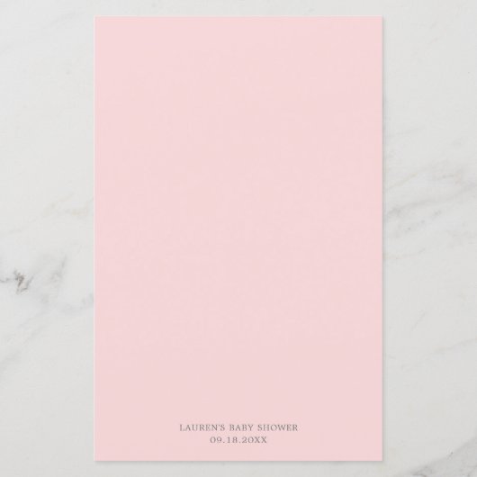 Papier Pastel Pink Nursery Jeu de Baby shower de jeu (Dos)