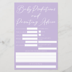 Papier Pastel Purple Baby shower Prédictions