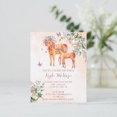 Papier Pastel rose bébé cheval budget baby shower invitat (Debout devant)