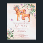 Papier Pastel rose bébé cheval budget baby shower invitat<br><div class="desc">Cheval de bébé rose pastel avec invitation à la douche bébé budget mère. De beaux chevaux aquarelles aux arrangements floraux et peu de papillons. Lovely for horse love girls</div>