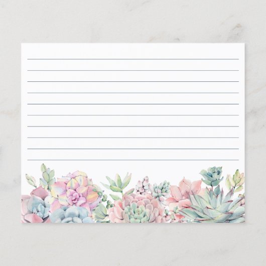 Papier Pastel Succulents Floral Fête des mariées Recette (Dos)