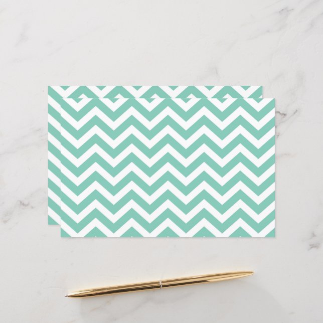 Papier Pastel Turquoise & Blanc Chevron Mariage Cardstock (Devant/Arrière en situation)